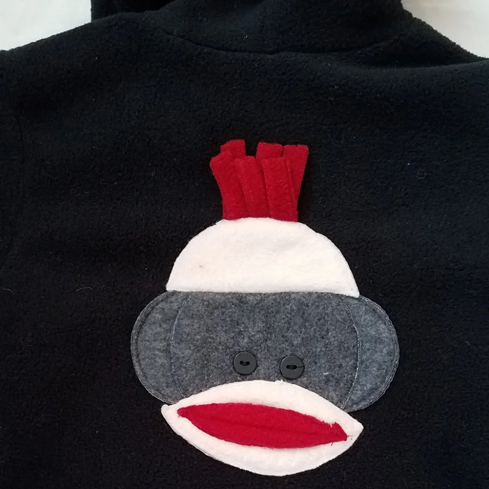 NWT Corky & Co Boutique  2T Boy's 2pc Hooded Black Fleece Jacket & Hat w/Monkey‎